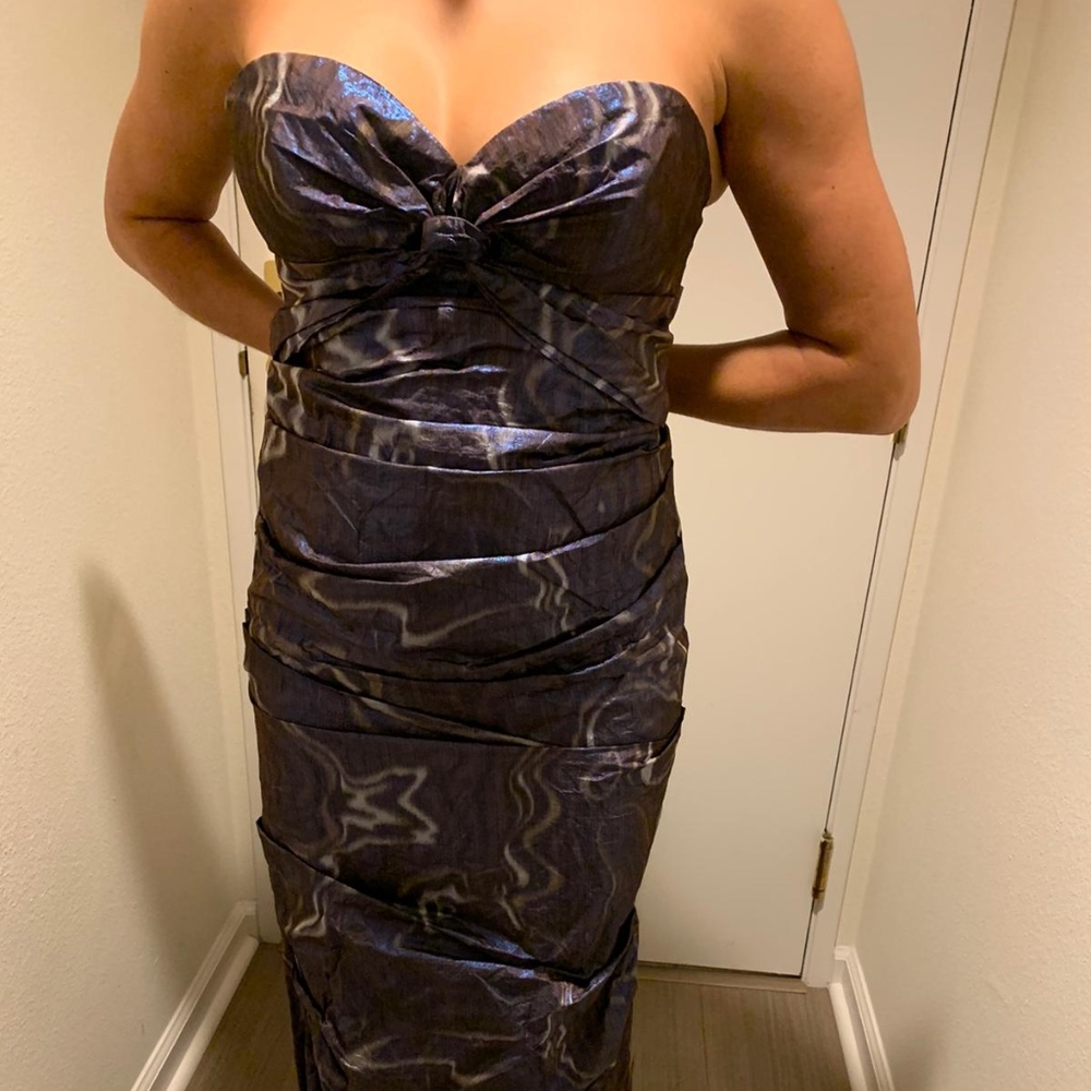 Nicole Miller Techno metal strapless dress